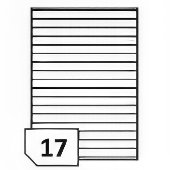 Samoprzylepne etykiety papierowe do wszystkich rodzajów drukarek - 17 etykiet na arkuszu, wymiary etykiety - 210 x 16,9 mm