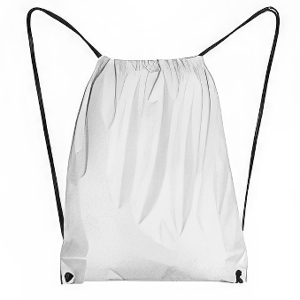 Drawstring bag with black string and white corners white, 34 x 42 cm