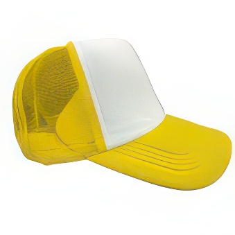 Trucker Cap with White Front and Mesh Back for Flex, Flock Films, Yellow
