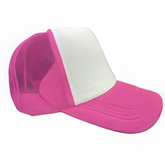 Trucker Cap with White Front and Mesh Back for Printing, Pink