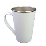 White, matte, polymer big latte mug for sublimation with a metal interior