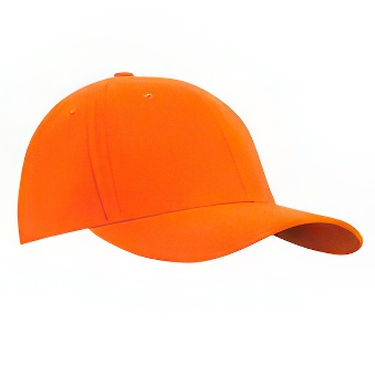 Peaked cap 6-panels with metal clip for solvent printing, orange