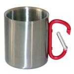 Stainless Steel with Red Carabiner Handle for Sublimation Mug, Engraving