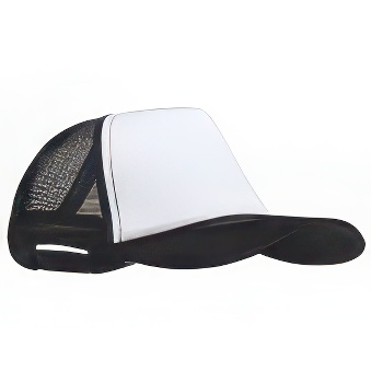 Trucker Cap with White Front and Mesh Back for Printing, Black