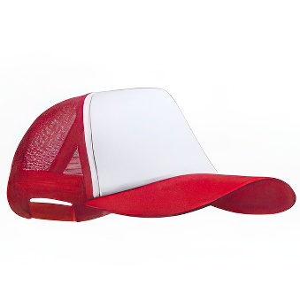Trucker Cap with White Front and Mesh Back for Sublimation, Red