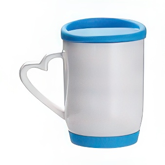 Heart Handle Sublimation Mug - Colourful Silicone Lid and Base, blue, 360 ml