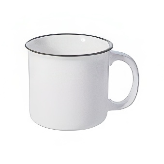Kubek ceramiczny w stylu retro do sublimacji - biały z zielonym rantem