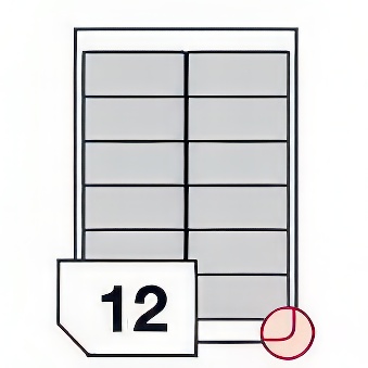 Removable self-adhesive paper Labels with rounded corners for all types of printers - 12 labels on a sheet