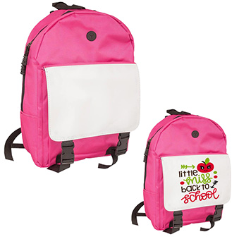 Backpack with a Reinforced Back and White Flap for Printing, pink, 43 x 34 x 12 cm