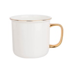 Porcelain vintage mug for sublimation - white with colour rim