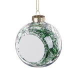 Transparent christmas bauble for sublimation - green threads inside