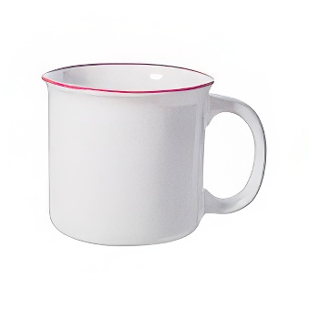 Kubek ceramiczny w stylu retro do sublimacji - biały z różowym rantem