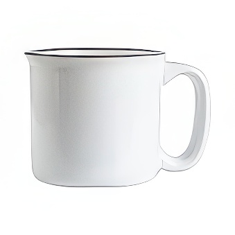 Kubek ceramiczny w stylu retro do sublimacji - biały z czarnym rantem - duży