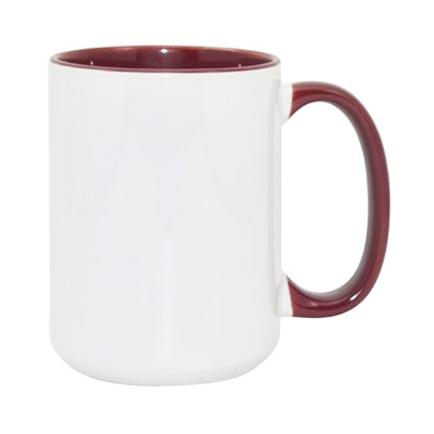 Sublimation Mug - Coloured Inner and Handle deep red, 440 ml