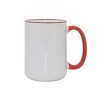 Sublimation Mug - Coloured Rim and Handle, 440 ml, red