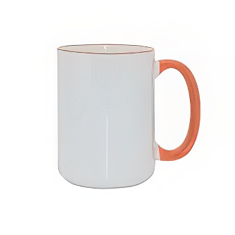 Sublimation Mug - Coloured Rim and Handle, 440 ml, orange