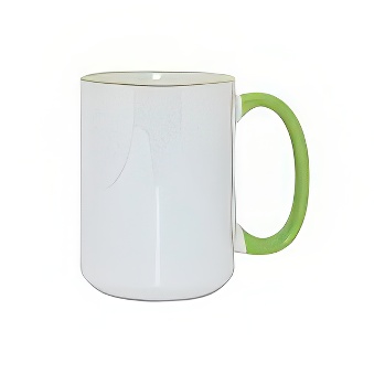 Sublimation Mug - Coloured Rim and Handle, 440 ml, light green