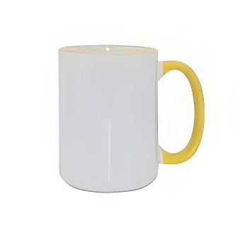 Sublimation Mug - Coloured Rim and Handle, 440 ml, yellow