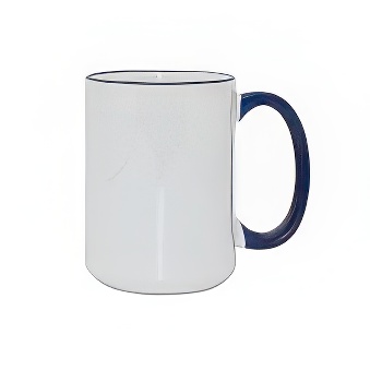 Sublimation Mug - Coloured Rim and Handle, 440 ml, navy blue