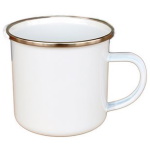 Enamel steel mug for sublimation - white with a silver rim