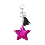 Sequin keychain with round plate for sublimation - star