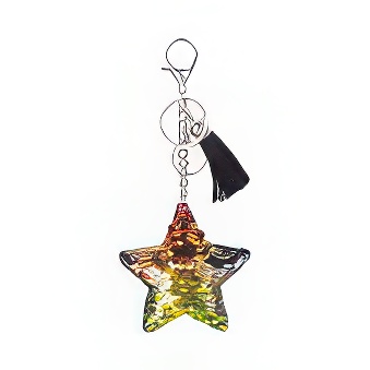 Sequin Star Rainbow/White Keychain with White Sublimation Tag
