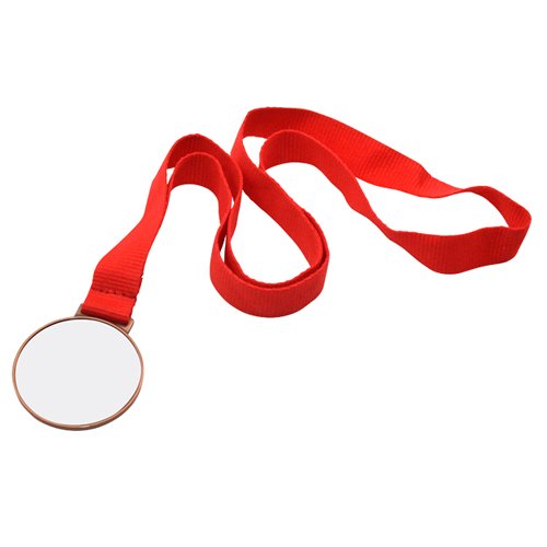Medal with a red ribbon for sublimation bronze, 6 cm