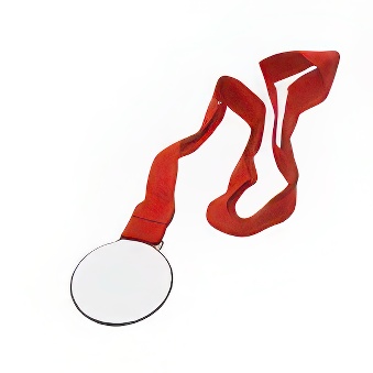 Medal with a red ribbon for sublimation silver, 6 cm