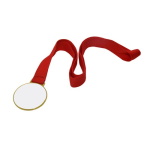 Medal with a red ribbon for sublimation and engraving
