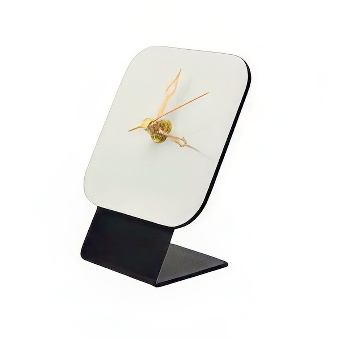 Standing MDF clock for sublimation and engraving - square, white-black, 10 x 10 cm
