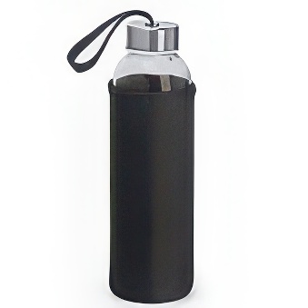 Glass bottle with a cover, Black 500 ml
