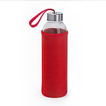 Glass bottle with a cover, Red 500 ml