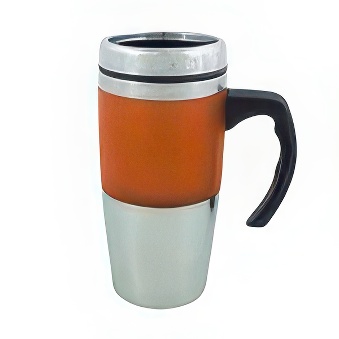Thermal mug with handle, orange, 460 ml