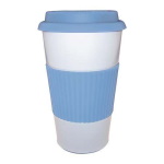 Steel thermal mug with a silicone band and lid - conical