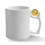 Sublimation mug with a smiley ball on handle