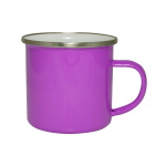 Enamel steel mug for sublimation - purple with a silver rim