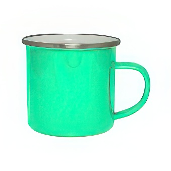 Enamel Steel Sublimation Mug - Silver Rim, green, 300 ml