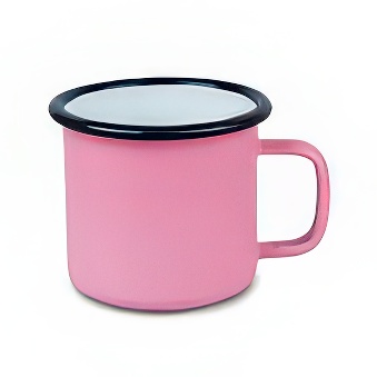 Coloured Enamel Steel Sublimation Mug - Black Rim, pink, 300 ml