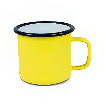 Coloured Enamel Steel Sublimation Mug - Black Rim, yellow, 300 ml