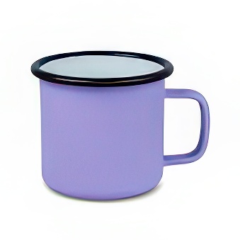 Coloured Enamel Steel Sublimation Mug - Black Rim, purple, 330 ml