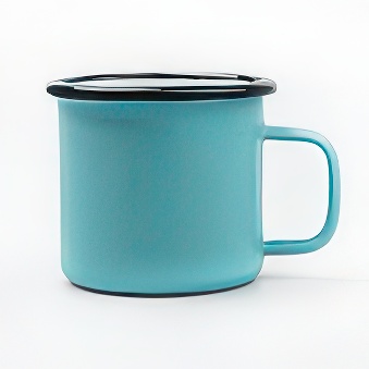 Coloured Enamel Steel Sublimation Mug - Black Rim, light blue, 300 ml