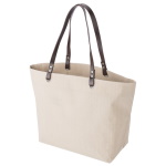 Shopping bag with leather handle