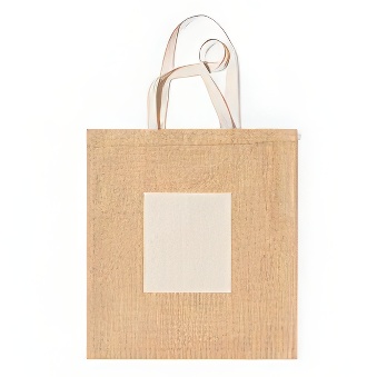 Jute shopping bag with a cotton handle for Sublimaton Printing, beige, 38 x 42 cm