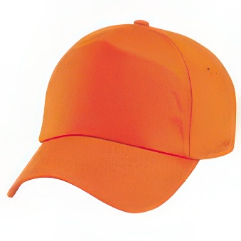 Peaked cap 5-panels plastic snap closure, orange