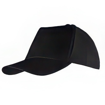 Peaked cap 5-panels plastic snap closure, black