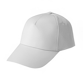 Peaked cap 5-panels plastic snap closure, white