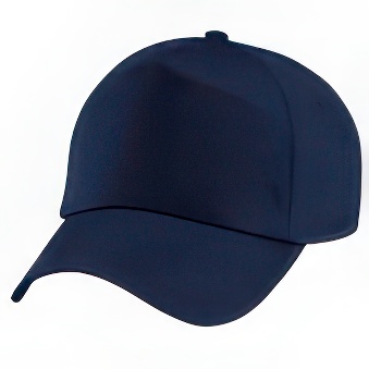 Peaked cap 5-panels plastic snap closure, navy blue