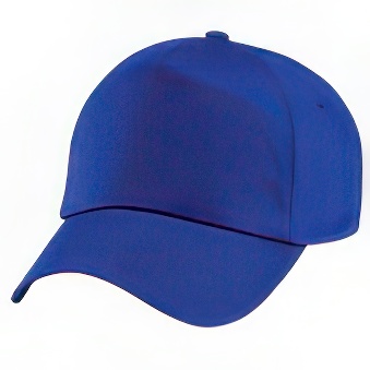 Peaked cap 5-panels plastic snap closure, blue
