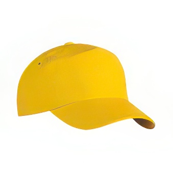 Peaked cap 5-panels plastic snap closure, yellow