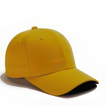 Peaked cap 6-panels velcro closure, dark yellow